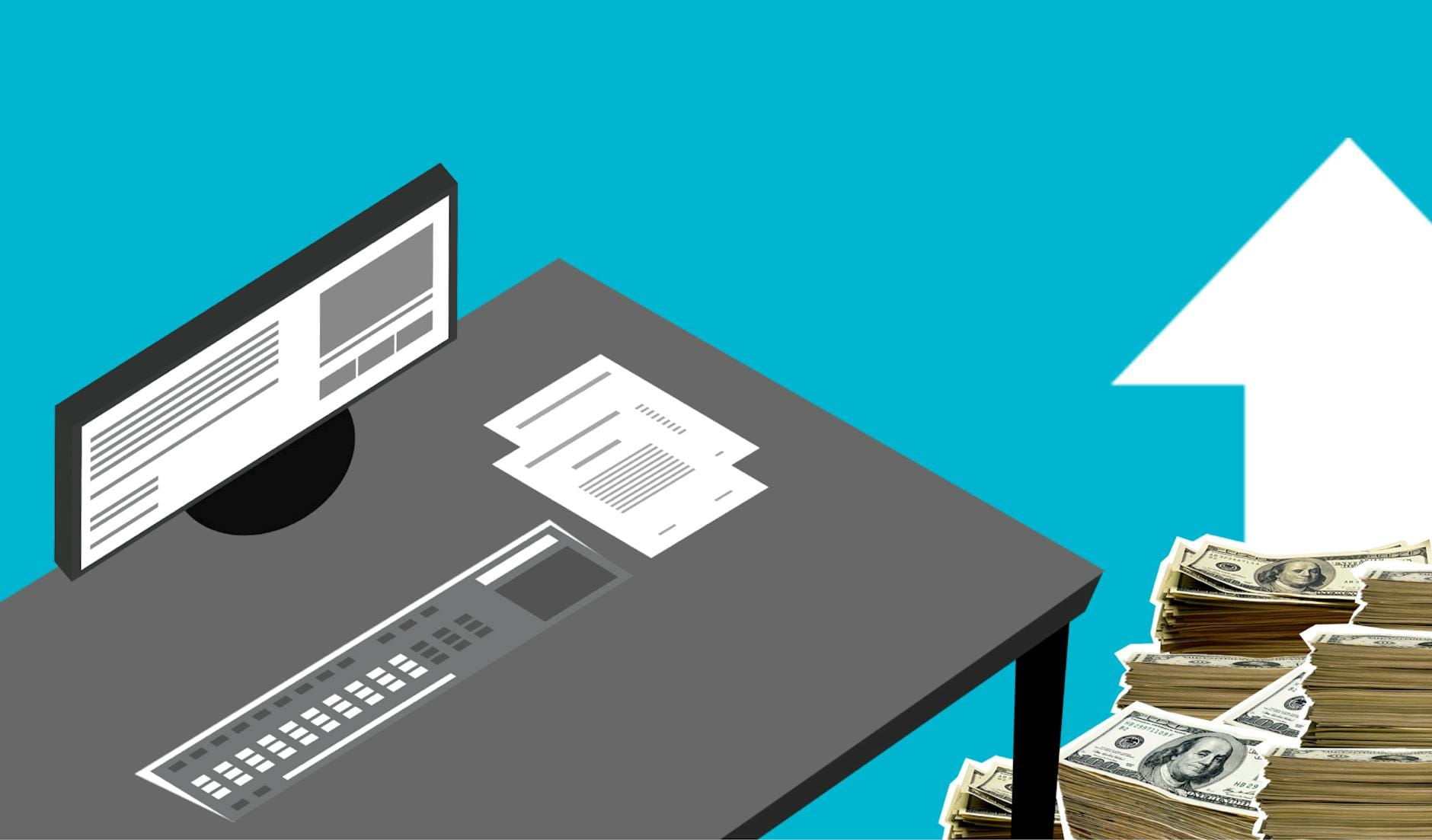 Ekran komputera z ikoną pieniędzy symbolizujący zysk z cashbacku